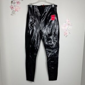 NWT SPANX Shiny Faux Patent Leather Black Leggings - L
